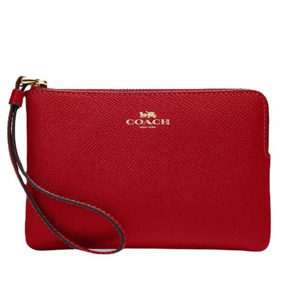 Coach  Gold/1941 Red Corner Zip Wristlet - Picture 1 of 6